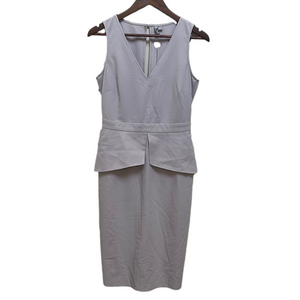 ASOS NWT Grey Peplum V-Neck Knee-Length Midi Pencil Dress 6 Office Siren Classic